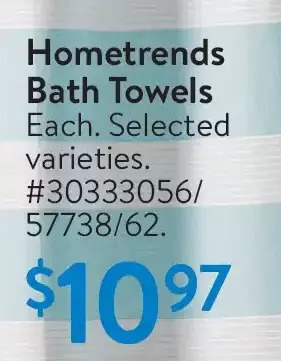Walmart Hometrends bath towels offer