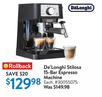 Walmart De'longhi stilosa 15-bar espresso machine offer