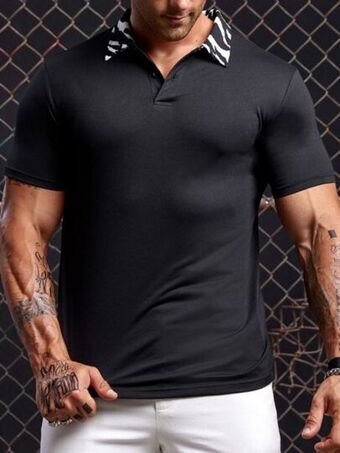 SheIn Shein men contrast collar polo shirt offer