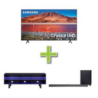 Aaron's 65 samsung tv w/ soundbar & tv stand offer