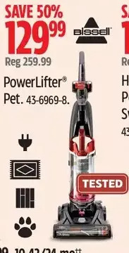 Canadian Tire Bissell powerlifter pet upright vacuums offer