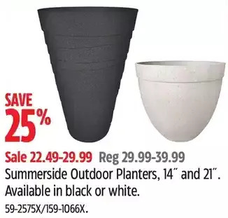 Canadian Tire Summerside outdoor planters, 14 and 21 offer