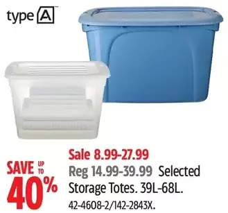 Canadian Tire Restore 68l nesting tote offer