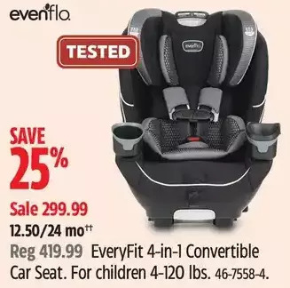 Canadian Tire Evenflo everyfit 4-in-1 convertible car seat offer