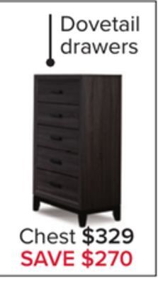 Leon's Fog 5 drawer chest - grey, black offer