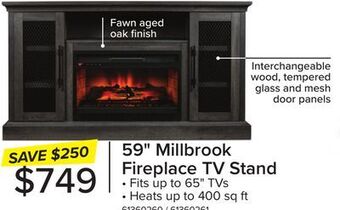Leon's Millbrook fireplace tv stand - fawn aged oak offer
