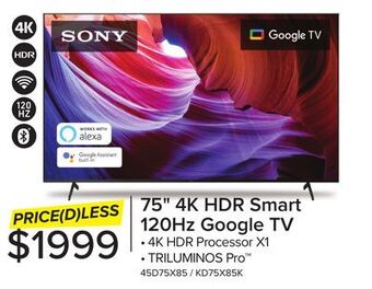 Leon's Sony 75 4k hdr 120hz led google tv - kd75x85k offer