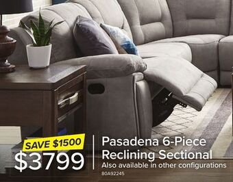 Leon's Pasadena 6-piece reclining sectional with right-facing chaise - light grey offer