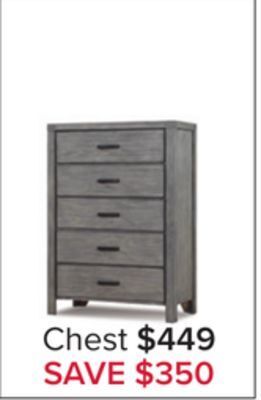 Leon's Copeland 5 drawer chest - wire-brushed grey offer