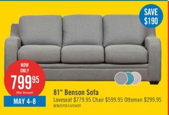 The Brick Benson linen-look fabric sofa - grey offer