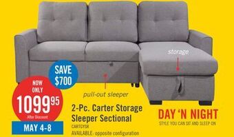 The Brick Carter 2-piece linen-look fabric right-facing sleeper sectional - solis grey offer