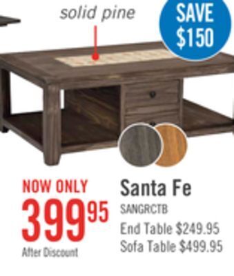 The Brick Santa fe rusticos solid pine coffee table with marble inset grey offer
