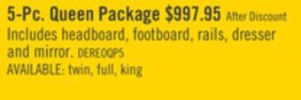 The Brick Derekson 5-piece queen bedroom package offer