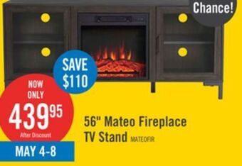 The Brick Mateo 56 tv stand with log fireplace offer