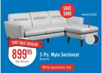 The Brick Myla 2-piece linen-look fabric reversible sectional - grey offer