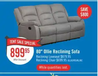 The Brick Ollie chenille reclining sofa - grey offer