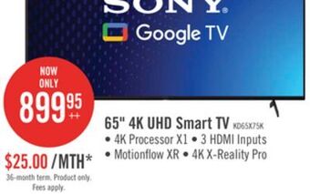 The Brick Sony bravia 65 x75k 4k hdr smart tv offer
