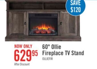 The Brick Ollie 60 tv stand with log fireplace offer