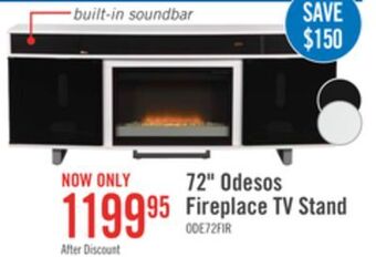 The Brick Odesos 72 tv stand with glass ember firebox and soundbar white offer