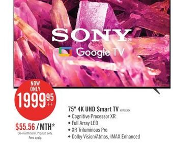 The Brick Sony bravia 75 xr x90k 4k hdr full array led tv offer