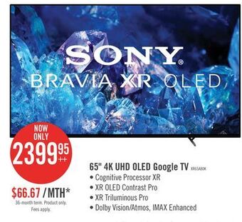 The Brick Sony 65 bravia xr a80k 4k hrd oled smart google tv offer