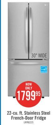 The Brick Lg 21.8 cu. ft. 3-door french door refrigerator - lrfns2200s offer