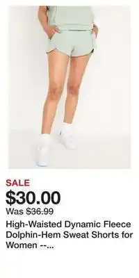 Old Navy High-waisted dynamic fleece dolphin-hem sweat shorts for women -- 3-inch inseam offer