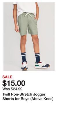 Old Navy Twill non-stretch jogger shorts for boys (above knee) offer