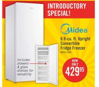 The Brick Midea 6.9 cu. ft. convertible upright refrigerator-freezer - mru07b3aww offer