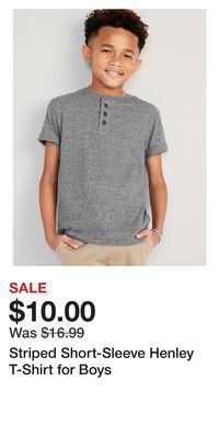 Old Navy Striped short-sleeve henley t-shirt for boys offer