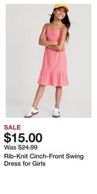 Old Navy Rib-knit cinch-front swing dress for girls offer