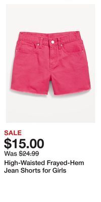 Old Navy High-waisted frayed-hem jean shorts for girls offer