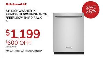Goemans Appliances Kitchenaid 24 dishwasher in printshield™ finish with freeflex™ third rack offer