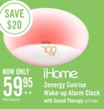 The Brick Ihome zenergy sunrise wake-up alarm clock with sound therapy - izbt110wft offer