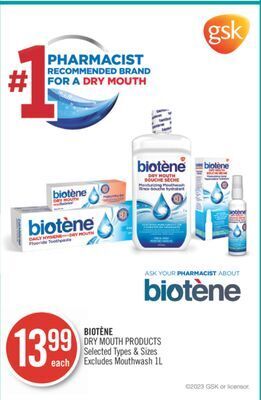 Shoppers Drug Mart Biotene dry mouth products offer