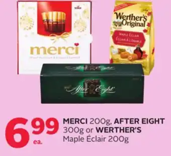 Rexall Merci 200g, after eight 300g or werther's maple éclair 200g offer