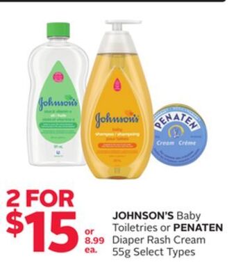 Rexall Johnson's baby toiletries or penaten diaper rash cream offer