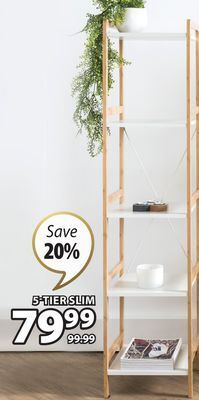 JYSK Fyn scandinavian inspired shelving featuring a blend of clean white lacquered mdf and natural bamboo offer