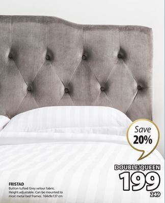 JYSK Fristad button tufted grey velour fabric offer