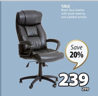 JYSK Tjele black faux leather with plush seating and padded armest offer