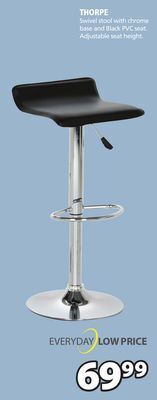 JYSK Thorpe swivel stool with chrome base and black pvc seat offer