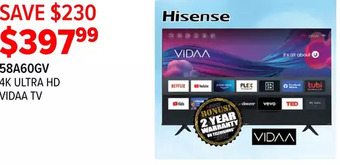 2001 Audio Video Hisense 4k ultra hd vidaa tv offer