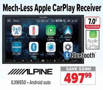 2001 Audio Video Alpine mech-less apple carplay receiver offer