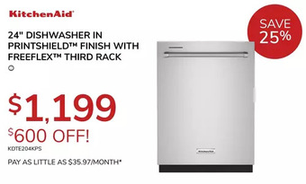 Goemans Appliances KitchenAidⓇ 24" DISHWASHER IN PRINTSHIELDTM FINISH WITH FREEFLEXTM THIRD RACK offer