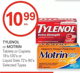Guardian Pharmacy Tylenol or motrin tablets or caplets or liquid gels offer
