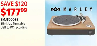 2001 Audio Video Marley stir-it-up turntable usb to pc recording offer