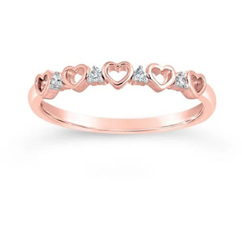 Charm Diamond 10k rose gold diamond heart stackable ring offer