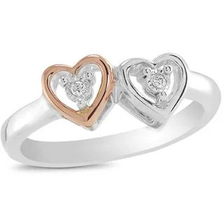 Charm Diamond Sterling silver rose gold diamond heart promise ring offer