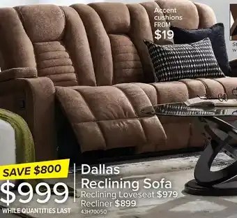 Leon's Dallas reclining sofa | reclining loveseat | recliner offer