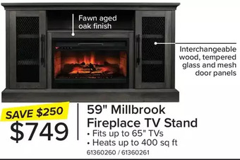 Leon's 59 millbrook fireplace tv stand offer